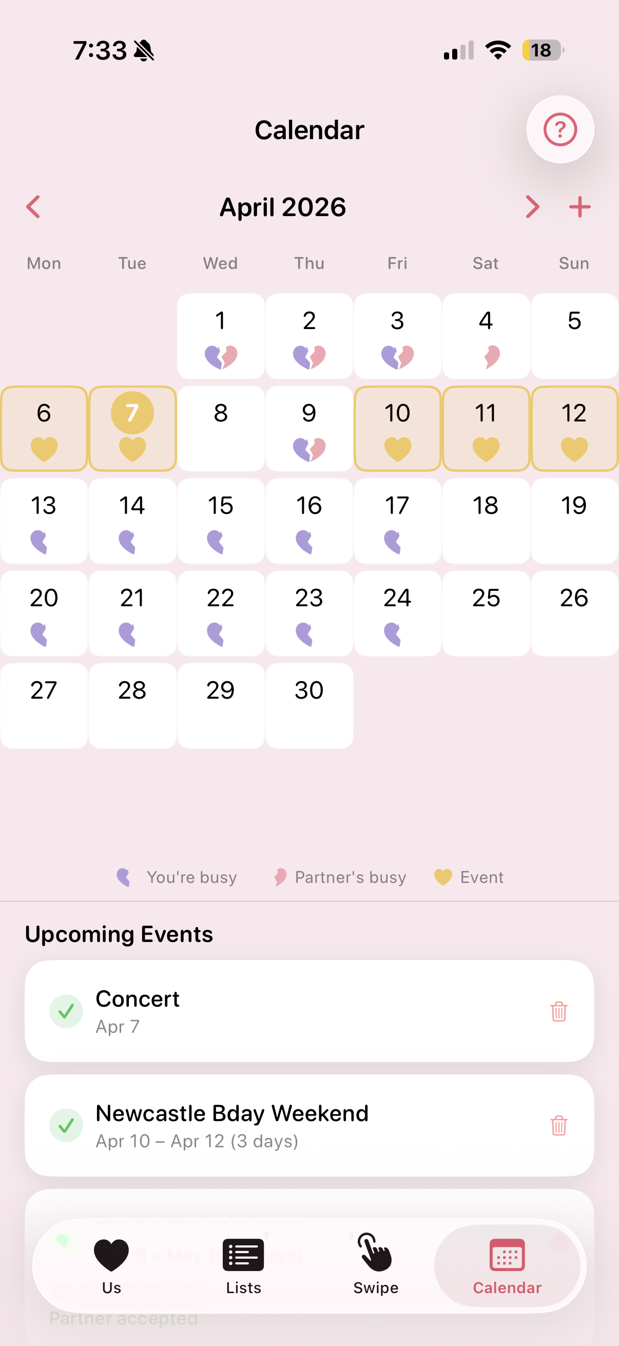 Shared calendar with availability