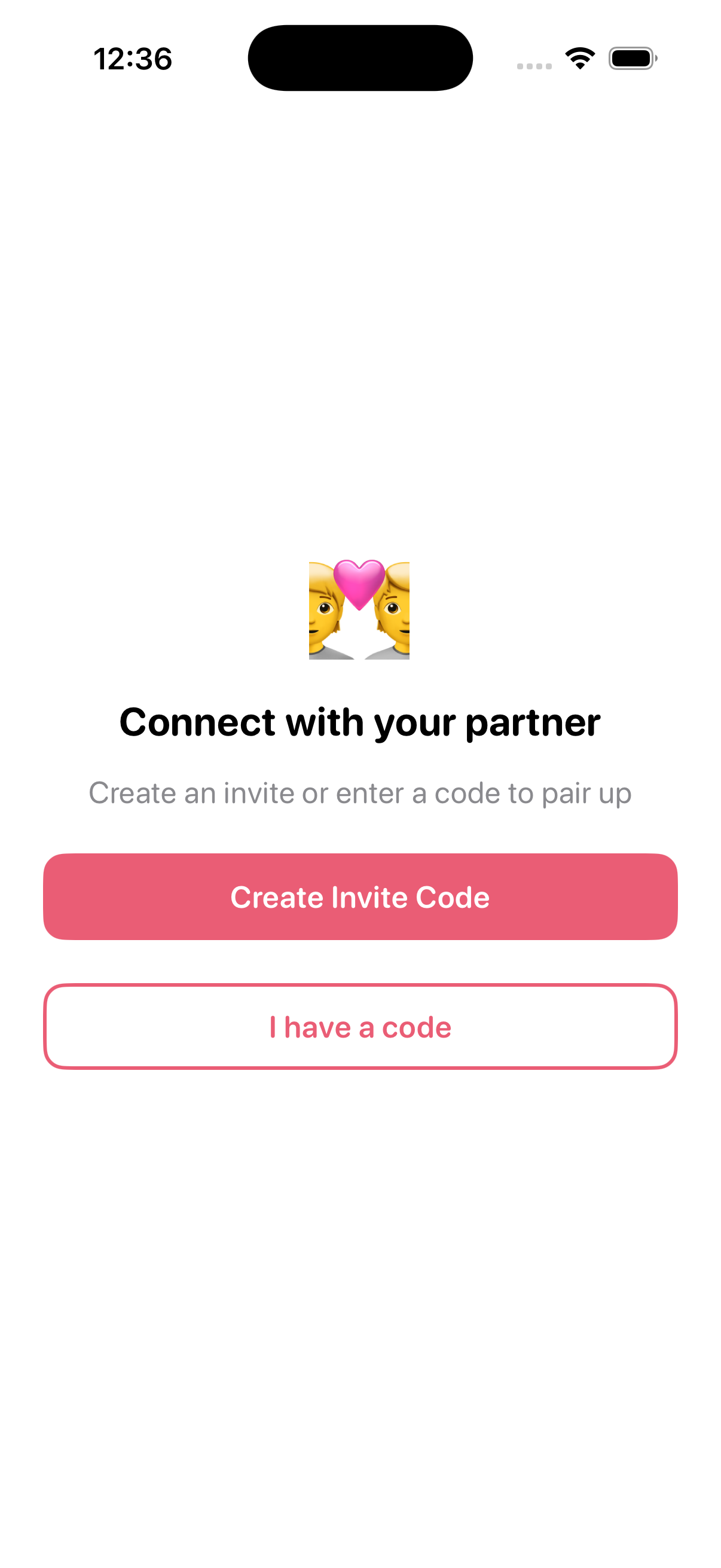 Connect with your partner screen